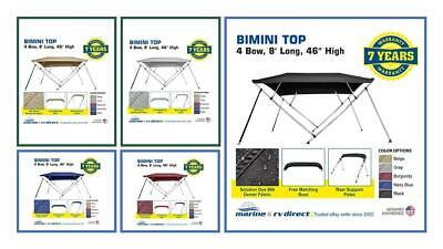 Bimini Top Boat Cover 4 Bow 8ft. Long 46 & 54 High Solution Dye